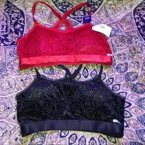 Aeropostale red and black velvet sports bra